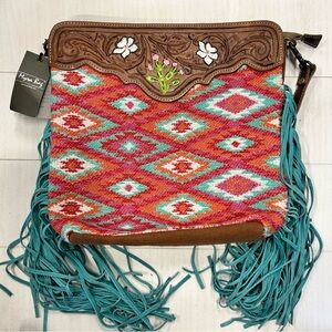 NWT MYRA BAG- PANTONE PINK HAND TOOLED BAG S-4694‎ Western